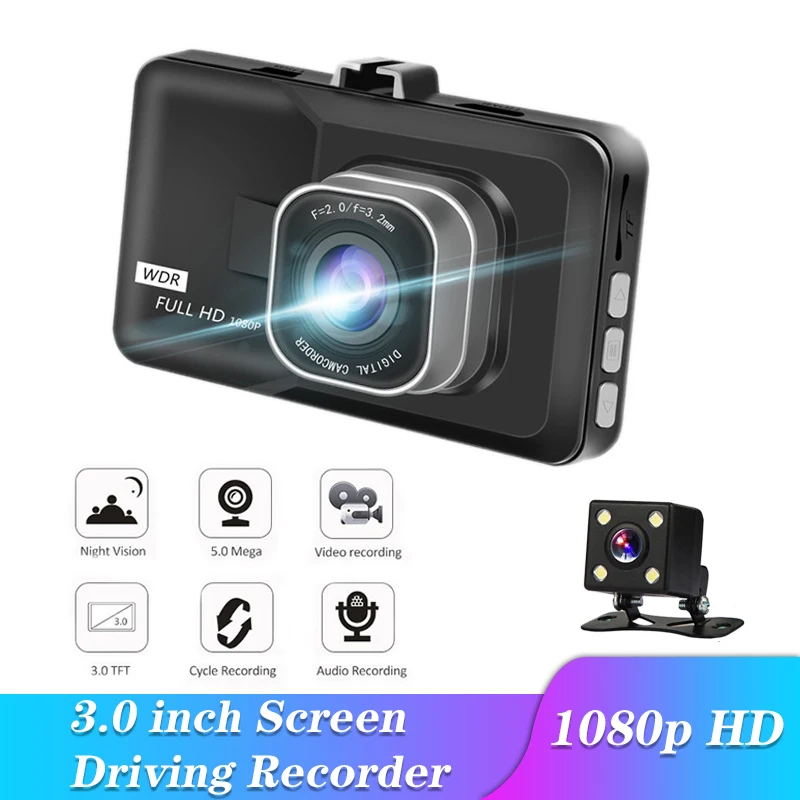 3,0 дюймов Fulll HD 1080P Автомобильная камера заднего вида DVR Dash Cam recorder Dashcam зеркальная камера заднего вида видео обратное изображение