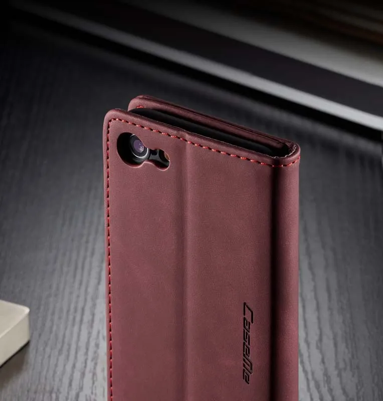 Kinh Doanh Retro Gấp Mờ Bao Da Flip Dành Cho Iphonese 11Pro Xsmax XR 5 6 6S 7 8Plus XS, ốp Điện Thoại Với Thẻ Bỏ Túi iphone leather case