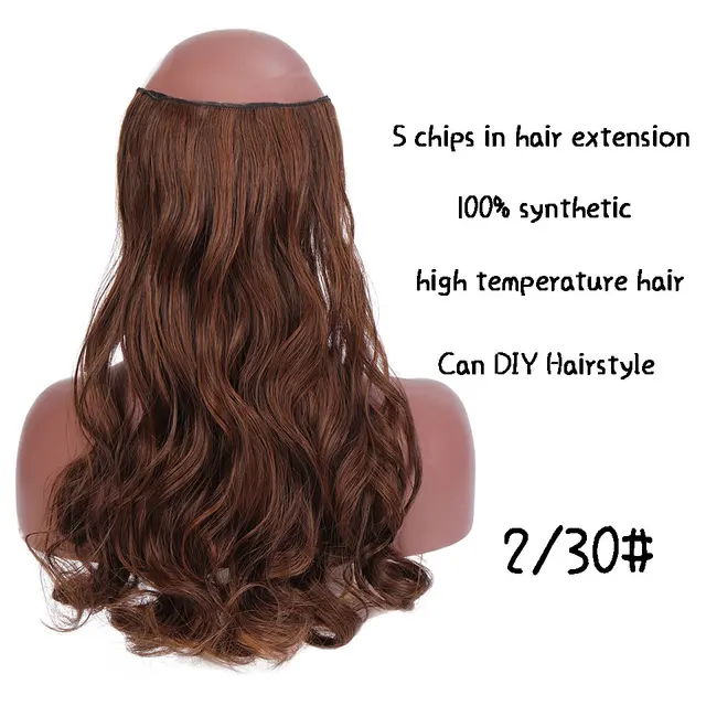 SHANGKE Synthetic 24-Inch Straight Clip in Hair Extensions Heat Resistant Wavy Hairpiece High Temperature Fiber False Hair 901-2M30