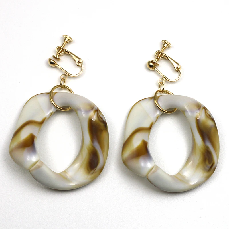 

Shell Pattern Acrylic Clip On Earrings Non Pierced Ear Clips Irregular Earrings Without Piercing Punk party Earring CE353