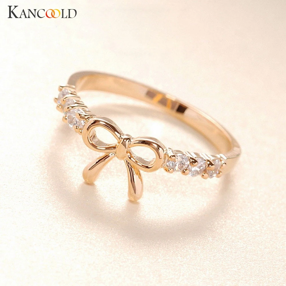 Новое поступление безупречные кольца ювелирные изделия корейский кристалл лук кольцо бабочка форма ювелирные изделия кольца для женщин кольцо держатель
