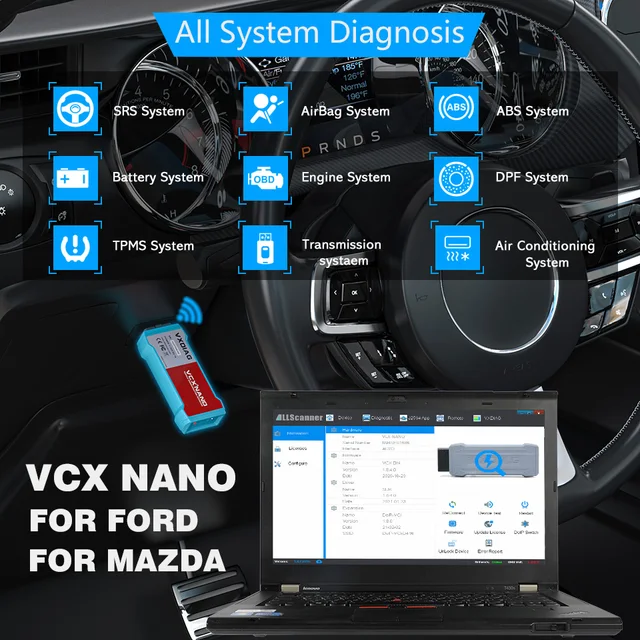 VXDIAG VCX NANO For Ford IDS OBD2 Car Diagnostic tool For Mazda V122 Automotivo scanner J2534 PCM ABS ECU Programming IDS V123 4