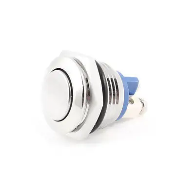 

Silver Tone Stainless Round Shape Non Locking Push Button Switch 250V/AC 5A