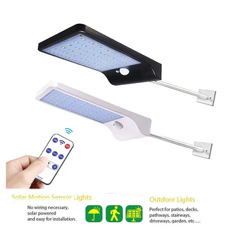 

48 LED Solar Powered Motion Sensor Security Lamp Waterproof IP65 Outdoor Garden Light remote controller & timer metal pole sola