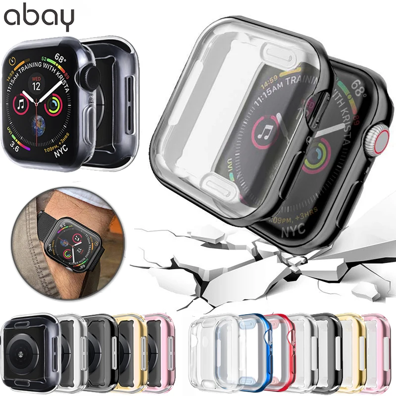 

Transparent Cover for Apple Watch Series 3 2 1 38MM 42MM 360 Full Soft Clear TPU Screen Protector Case for iWatch 4/5 44MM 40MM