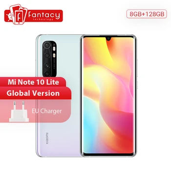 Перейти на Алиэкспресс и купить Глобальная версия мобильных телефонов Xiaomi Mi Note 10 Lite 8G 128G 64-мегапиксельная четырехъядерная камера 6,47 ''изогнутый AMOLED экран 5260mAh 30W быстрая зар...