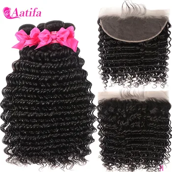 

Brazilian Deep Wave 4 Bundles With Preplucked Frontal 4x4/13x4 Lace Front Closure With Bundles Remy Hair Frontal With Bundles