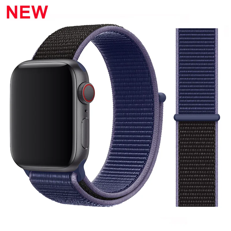 Ремешок для apple watch band 4 5 3 44 мм 40 мм спортивный нейлоновый браслет correa apple watch 42 мм 38 мм iwatch series 5/4/3 ремешок для часов - Цвет ремешка: 6-Midnight Blue