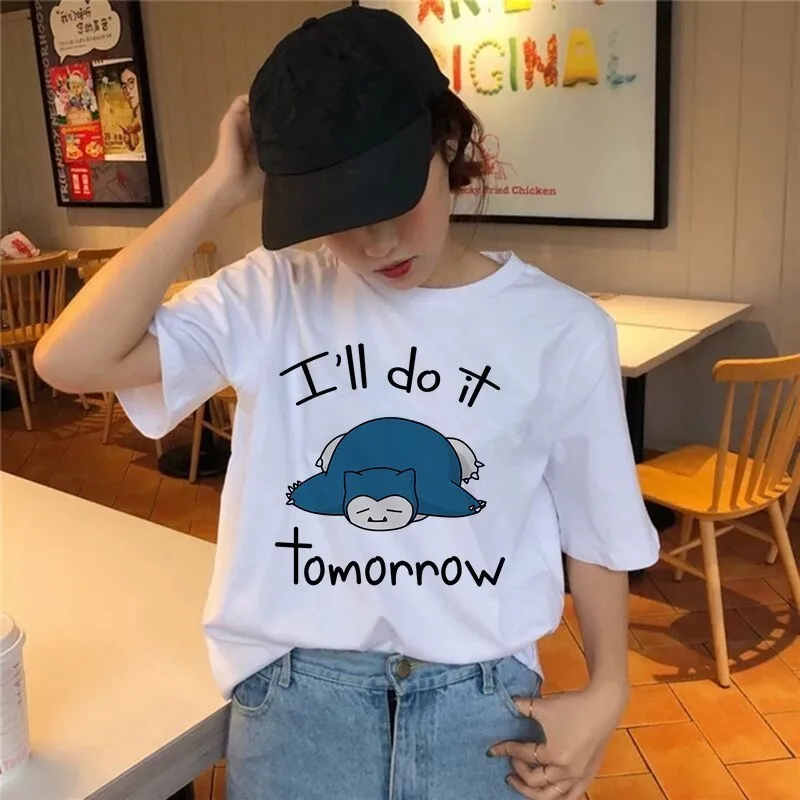 

2019 Women Pokemon T Shirt Harajuku Funny Snorlax Togepi Squirtle Japanese T-Shirt Anime Female Tops Aesthetic Pikachu Clothes