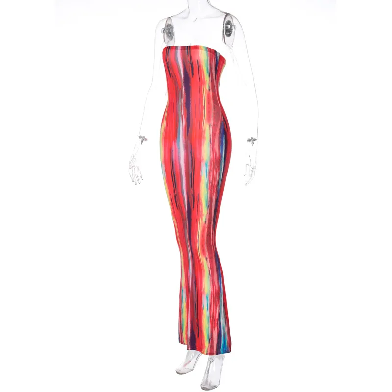 BOOFEENAA Stripe Tie Dye Print Sexy Maxi Dress Fall 2021 Casual Long Dress Women Nightclub Long Sleeve Bodycon Dresses C70CC31