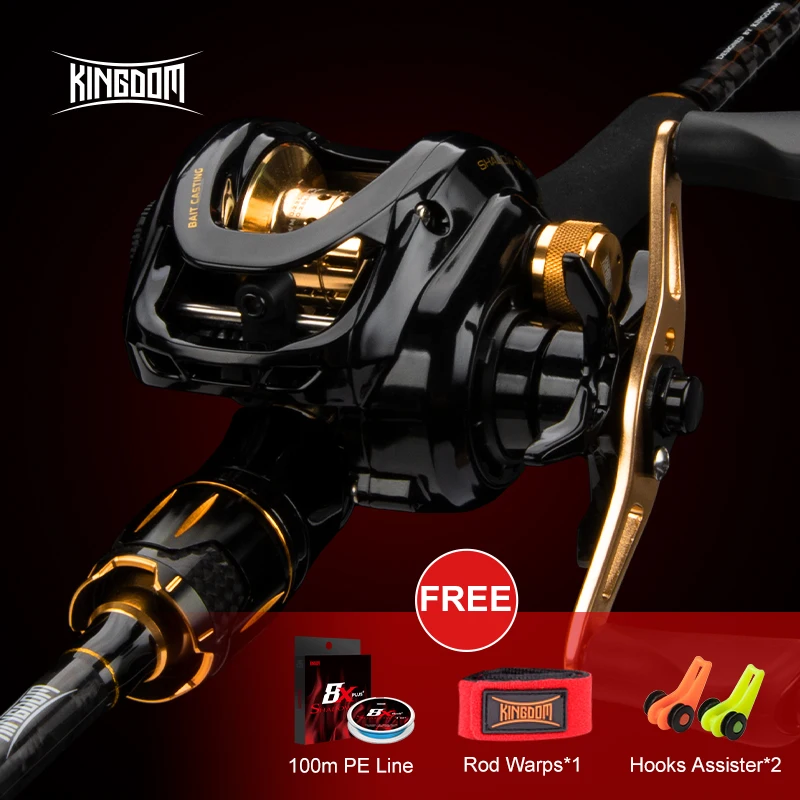 Kingdom Shadow Tip Casting Fishing Rod Combo 2.1m 2.4m Two Section ML/M  M/MH Power Two Tips Lightweight Baitcasting Fishing Reel