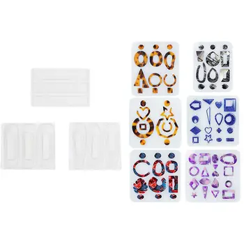 

6 Styles Earring Mold UV Resin Epoxy Molds Jewelry Tools & 3x DIY Hair Clip Mould Jewelry Casting, DIY Silicone Molds