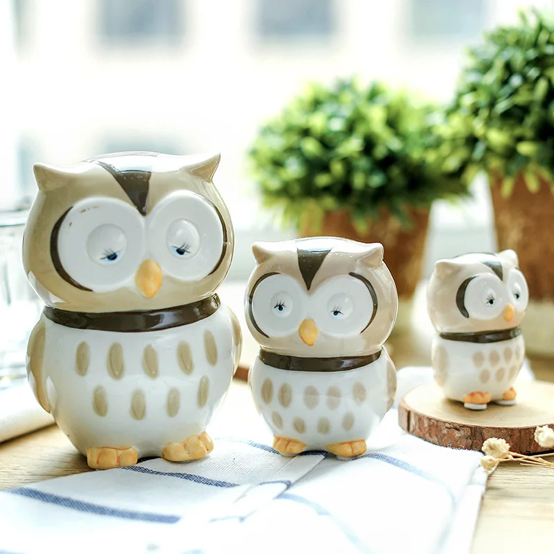 

3Pcs/Set Owl Family Figurines Miniatures Lovely Ornament Home Decor Creative Animal Crafts Home Decor Accessories Gift