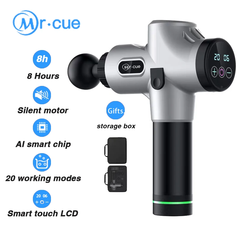 Silver AU Plug Type Пистолет для массажа мышц, массажер для глубоких тканей, терапия, пистолет для упражнений, облегчение боли в мышцах, коррекция фигуры, восстановление мышц - Цвет: Silver AU Plug Type