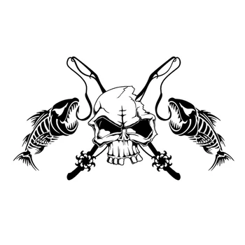 

Fishing Skull Skeleton Fish Rod Reel Hook Car Sticker Automobiles Motorcycles Exterior Accessories Vinyl Decals,20cm*11.5cm