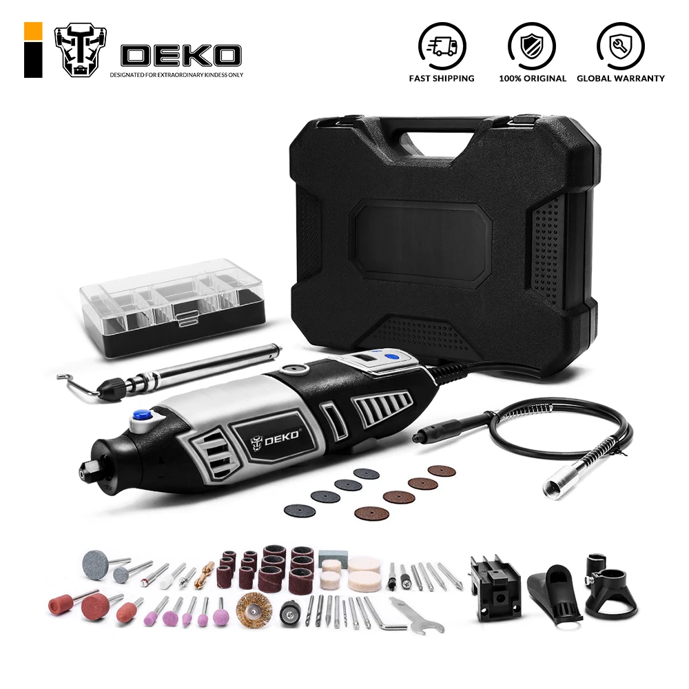 DEKO GJ201 LCD вращающийся инструмент с переменной скоростью Dremel стиль гравер
