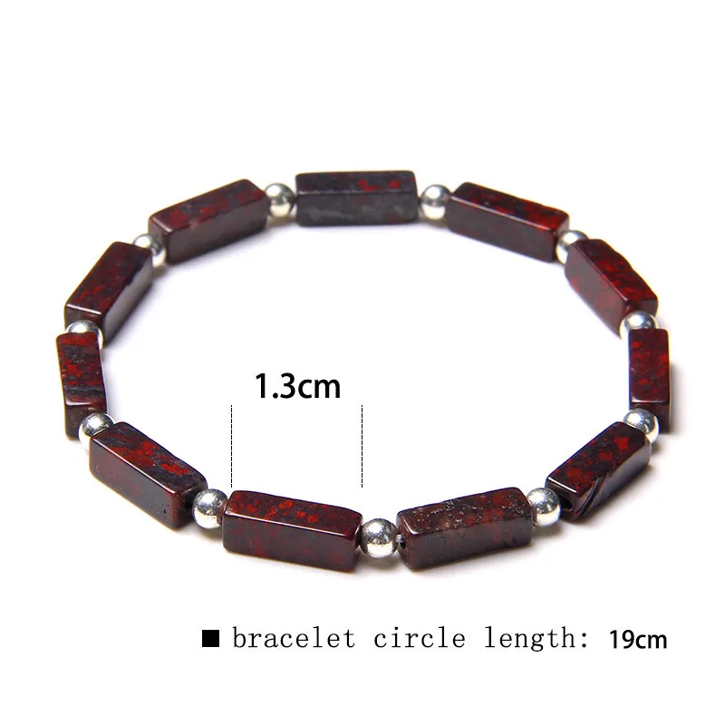 Fashion Square Tube Stein Perlen Armband Natürliche lapis lazuli Perlen Silber Farbe Runde Ball Charm Armband Schmuck Frauen Männer – Detail 3