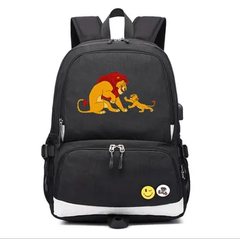 

Children's The Lion King Simba usb charging Backpack School Bag canvas shoulder bags Laptop travel bag rucksack