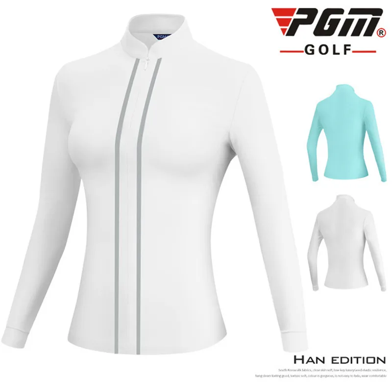 PGM golf tshirts apparel ladies long sleeve T-shirt autumn and winter warm stand collar slim sportswear Golf Shirt New