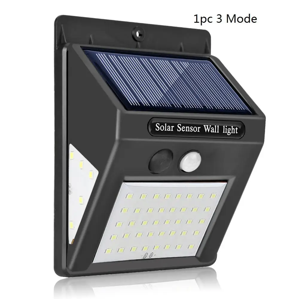 50LED Солнечный трёхсторонний настенный светильник с датчиком движения IP65 водонепроницаемый светильник для двора - Испускаемый цвет: 1pc 3 Mode