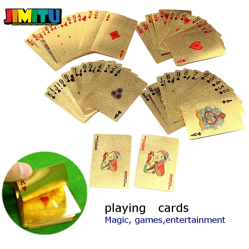 Золотой колода игральных карт Золотая фольга покер набор Magicard 24K золото