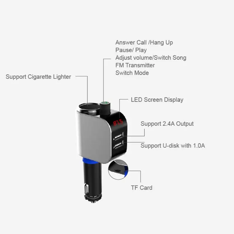 AD909 Bluetooth fm-передатчик продуманное производство длительный прочный автомобильный комплект громкой связи MP3 музыкальный плеер розетка
