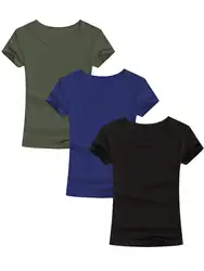 Женские топы с круглым вырезом и коротким рукавом, хлопковые футболки для лета