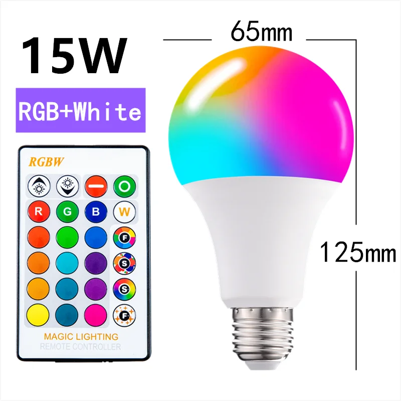 E27 Smart Control Lamp led RGB Light Dimmable for home  RGBW Led Lamp Colorful Changing led bulb Lampada RGBW White Decor Home