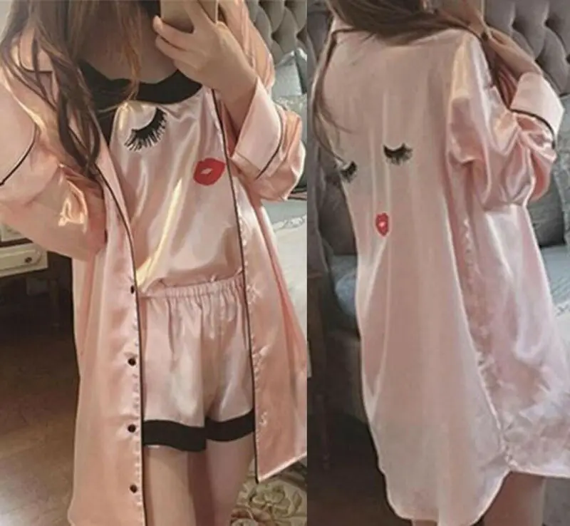 4 шт. пижамный комплект Топ Camis топ шорты халат маска для глаз ночное белье женское нижнее белье атласная одежда из шелка пижамные комплекты