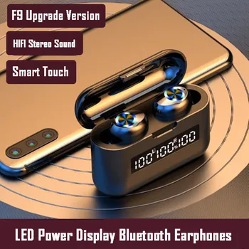 

New F9 Upgrade TWS Fone Bluetooth Wireless Earphone Touch Control 2000mAh 8D Stereo Earbuds LED Power Display Headset Waterproof