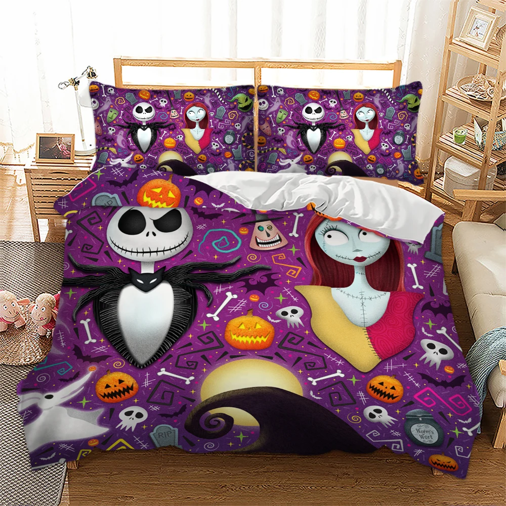 

Halloween decoration pattern bedding set Gothic skull bed linens set queen single double sizes duvet cover set with pillowcases