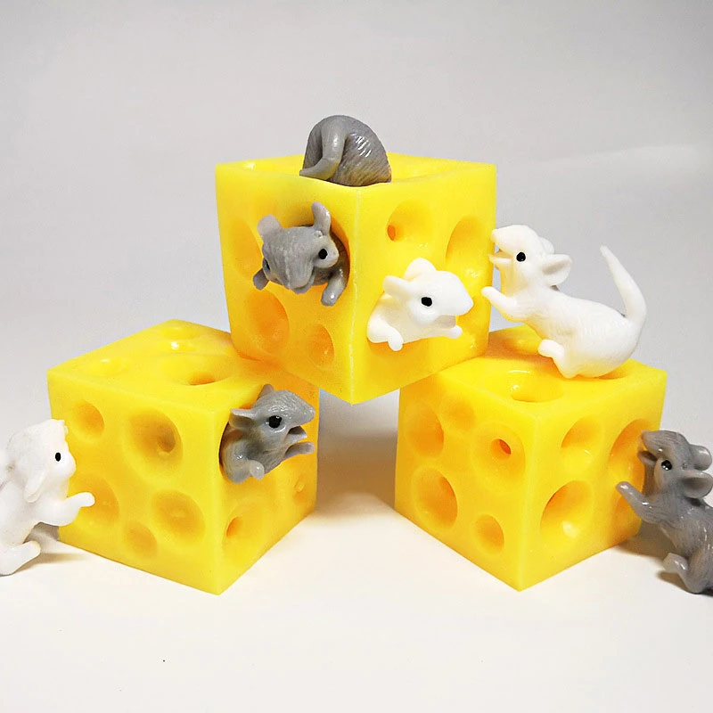 

Mouse And Cheese Toys Sloth Hide And Seek Stress Relief Toys Figures And Cheese Block Stressbusting Fidget Toys Squishy
