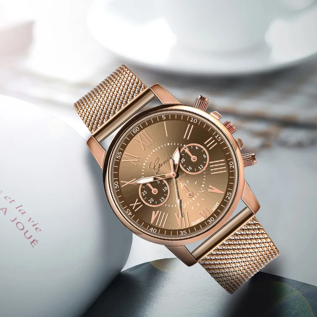 Нержавеющая сталь циферблат наручные часы с кожаным ремешком Роскошные Кварцевые спортивные военные часы золотой цвет Роскошные Кварцевые часы Reloj Mujer