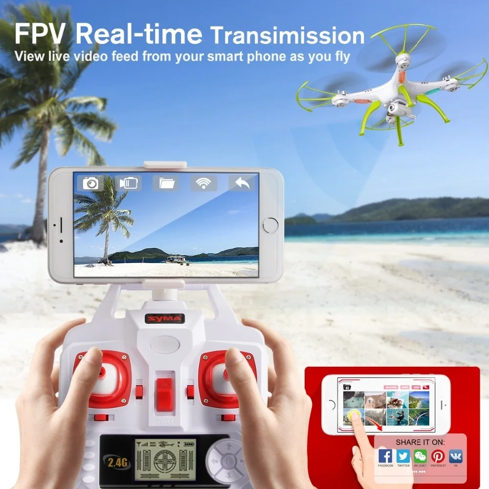 SYMA X5HW Дрон с камерой HD Wifi FPV селфи дроны Квадрокоптер Радиоуправляемый вертолет RC