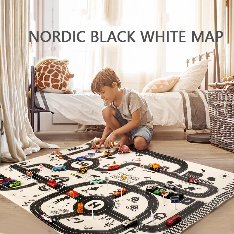 

Kids Play Mat City Road Buildings Parking Map Game Scene Map Educational Toys Home Traffic Map Kids Carpet Floor Games Map gifts