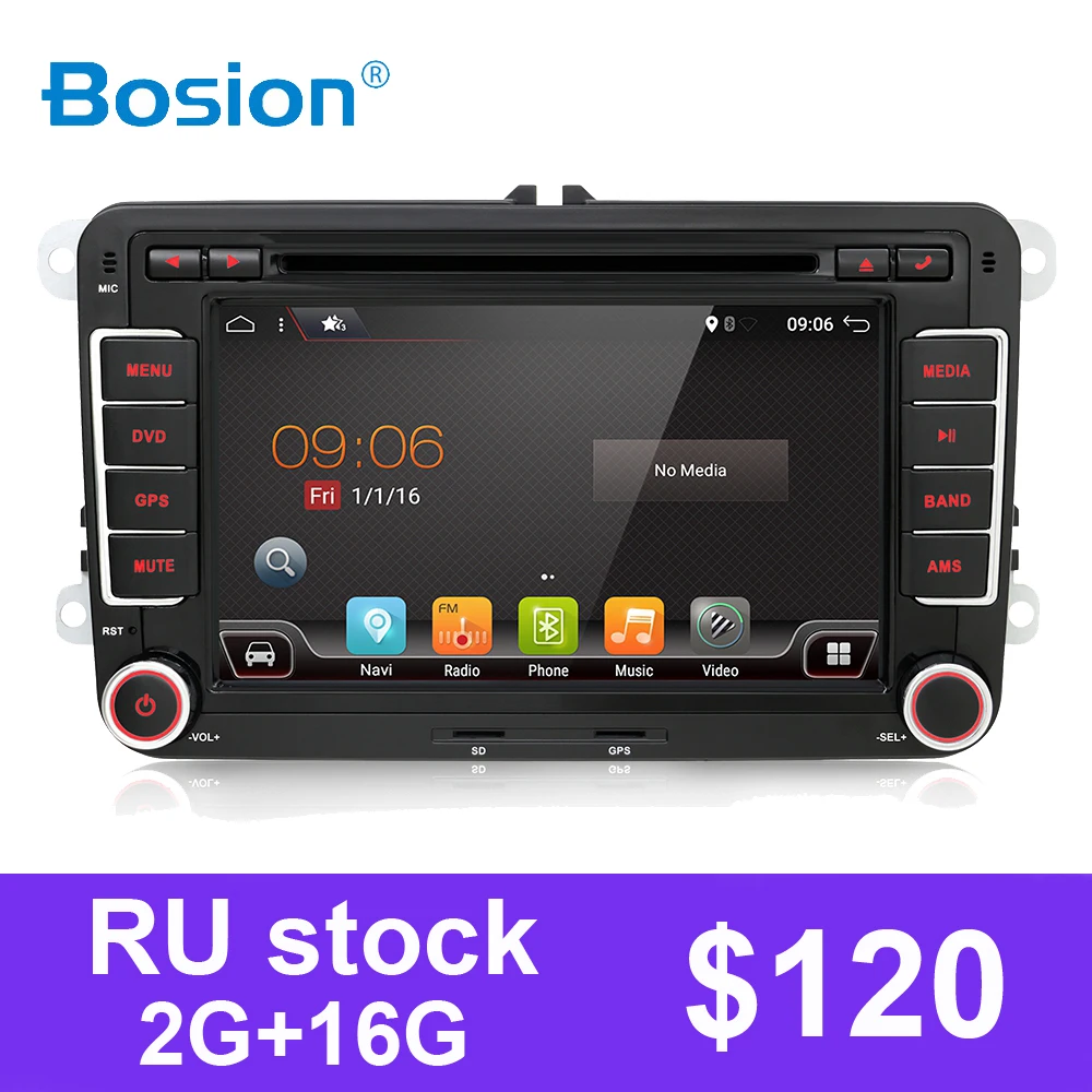 Bosion Android 2G+ 16G Автомобильная dvd-навигационная система Wifi+ Bluetooth+ Радио авторадио 2 Din для Volkswagen GOLF 4 5 6 POLO PASSAT TIGUAN