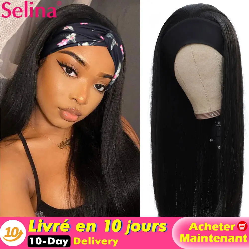 Venta Peluca con diadema recta para mujer, peluca de pelo negro hinchable grueso, peluca sintética, Cosplay diario, Lolita, fibra resistente al calor, Kanekalo gBQLxXwK8NM