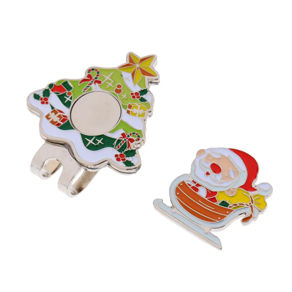 

Sturdy Santa Claus Magnetic Hat Cap Visor Clip-on Golf Ball Marker Christmas Gift