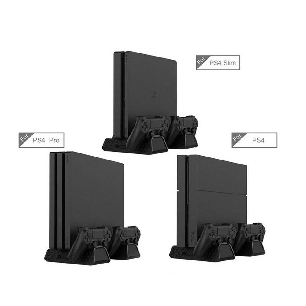 Для sony PS4/PS4 Slim/PS4 Pro вертикальная подставка 2 контроллера Зарядное устройство Док-станция Вентилятор охлаждения игры держатель диска