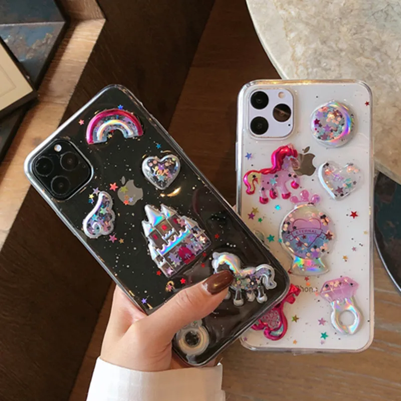 

Gimfun Luxury Star Rainbow Glitter Phone Case for Iphone 11 Pro Max Love Heart Soft Tpu Case for Iphone X Xs Max Xr 6 7 8plus