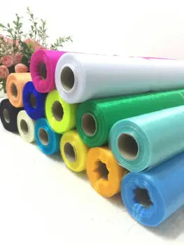 

50M 48cm Glass Yarn Crystal Yarn Tulle Roll Sheer Wedding Backdrop Decoration Organza Fabric Chair Sashes Cover TUTU Table Skirt