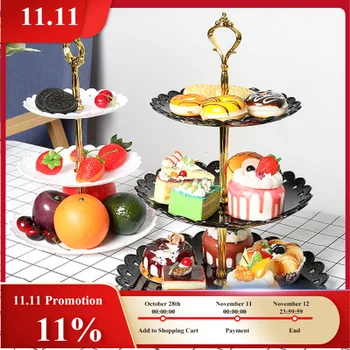 

European Three-tier Dessert Plate Snack Stand Hotel Fruit Plate Living Room Dried Fruit Plate Wedding Birthday Party Cake Stand