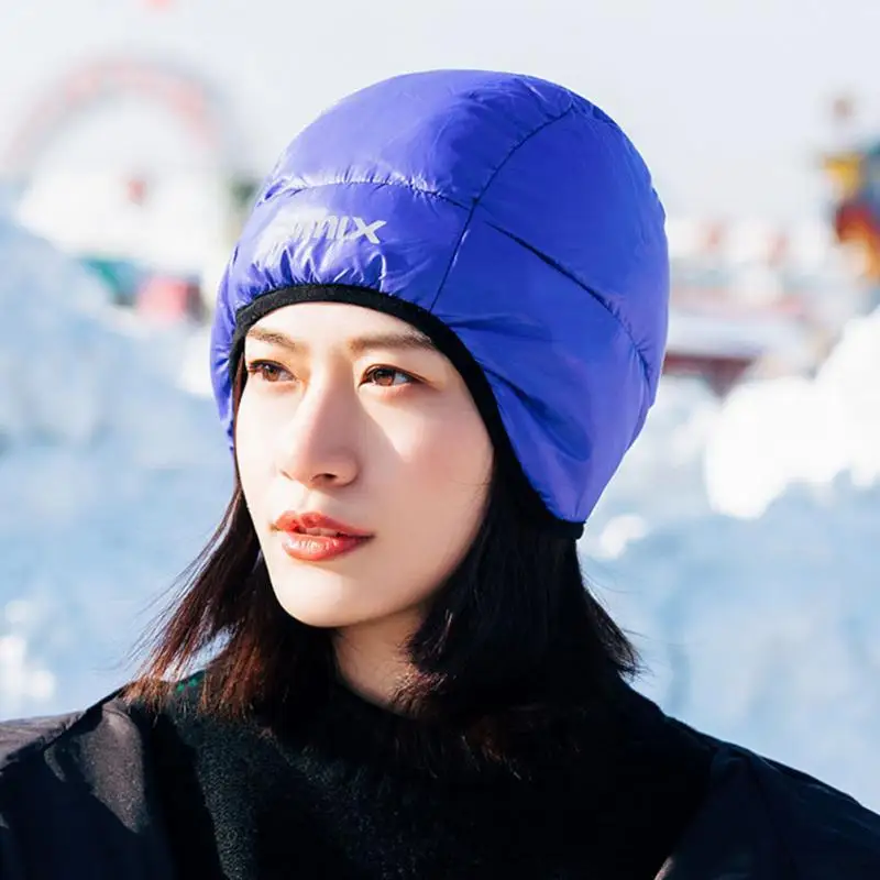 Unisex Hooded Outdoor Cycling Cap Professional With Ear Covering Skiing Winter Down Hat Lightweight Windproof Warm Climbing