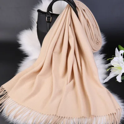 Brands Warm Cashmere Scarf Female Thick Soft Winter Poncho Brown Long Shawl Plaid Wrap For Women Tassel Stoles Lady Wool Scarfs - Цвет: Khaki