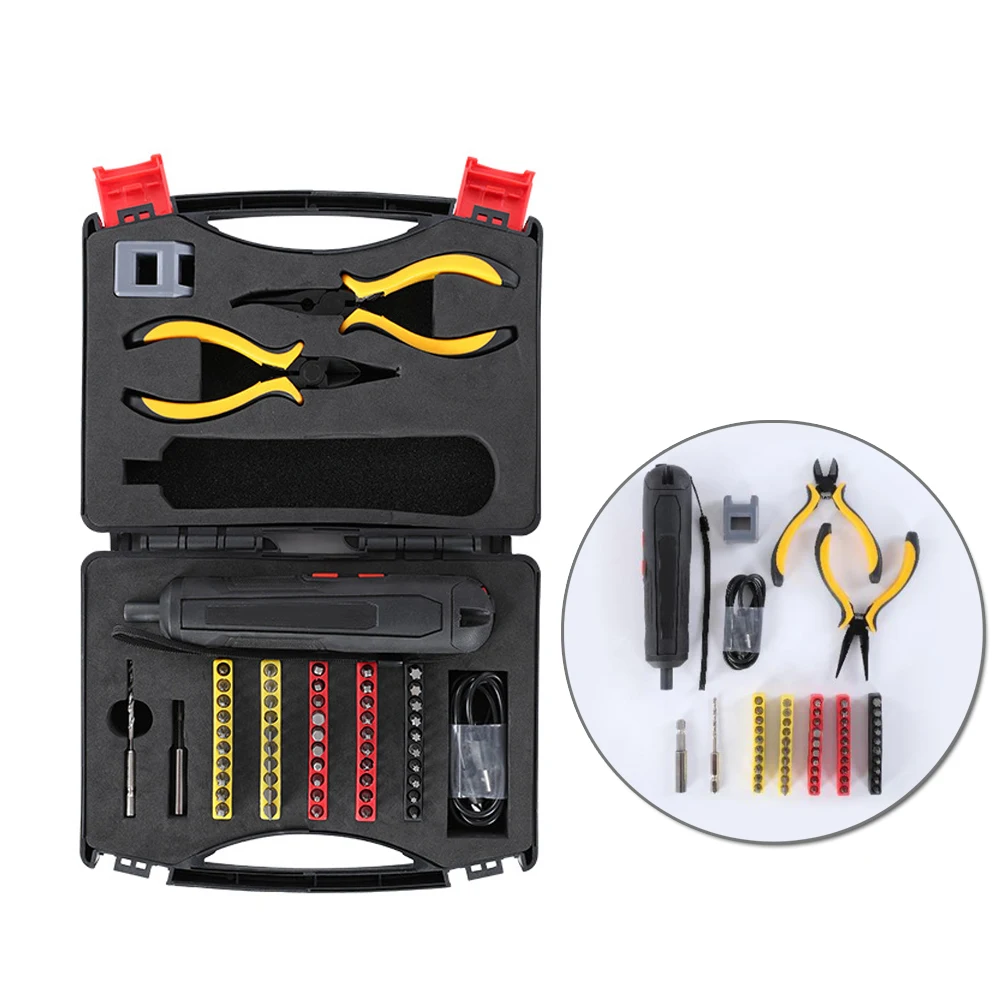

Mini Electric Screwdriver Bits Set 50 In 1 Multifunctional Opening Repair Tool Set USB Rechargeable Househould Hand Repair Tools