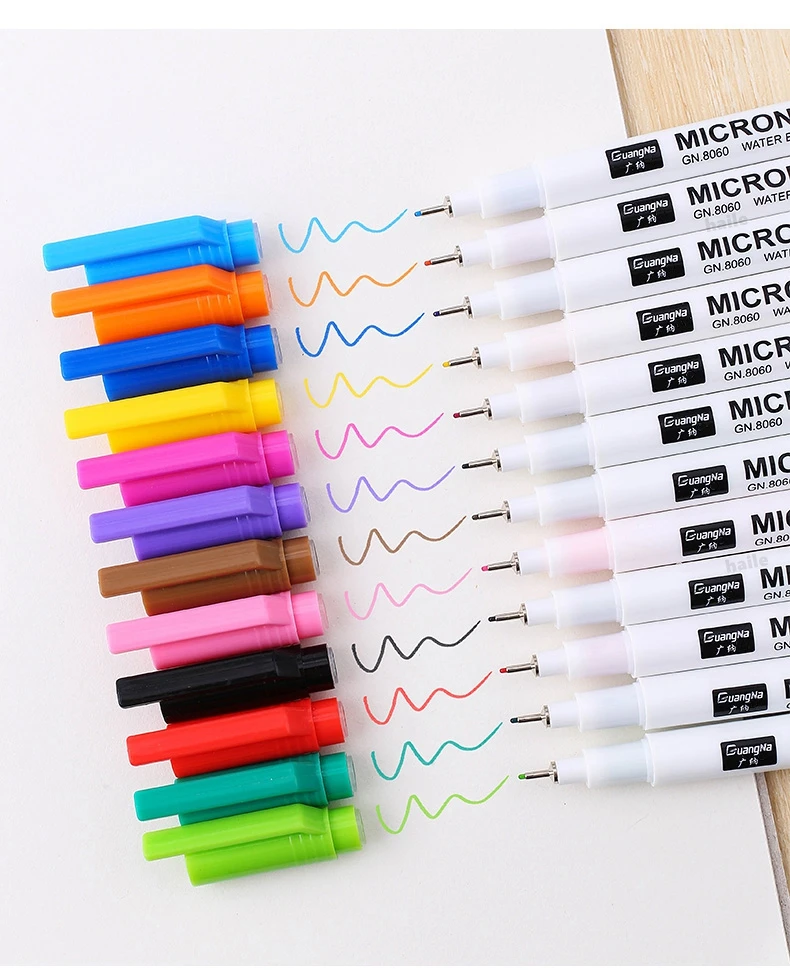 Haile 12 Farbe/set 0,5mm Retro Fluoreszenz Farbe Pigment Liner Pigma Stift Skizze Mikron Stift Skizzieren Stift Kunst marker Schreibwaren – Detail 13