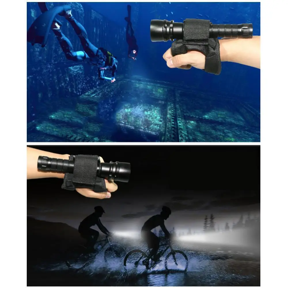 BU_ Outdoor Underwater Scuba Diving LED Torch Flashlight Holder Hands Free Glove 