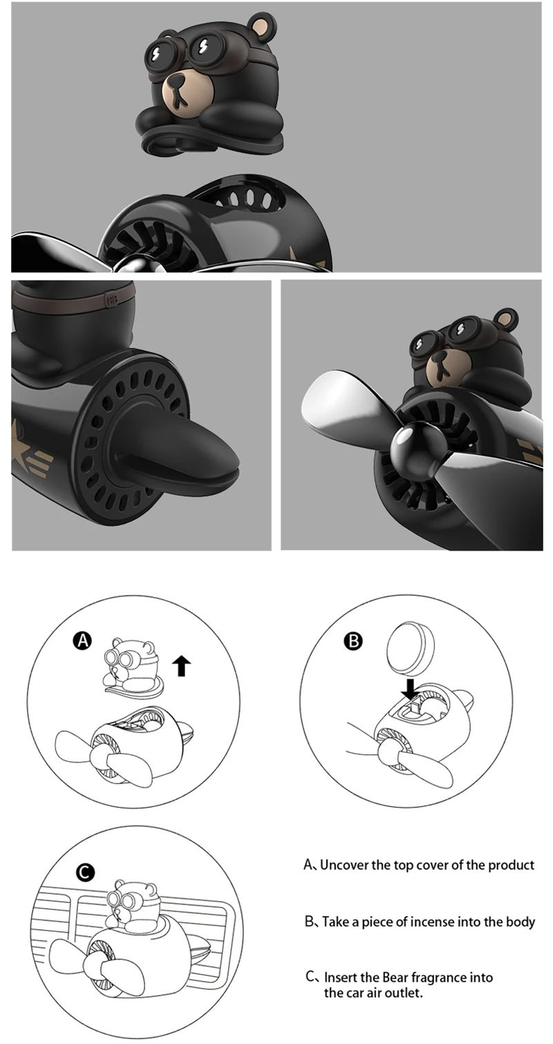 Cute Bear Pilot Air Freshener Car Perfume