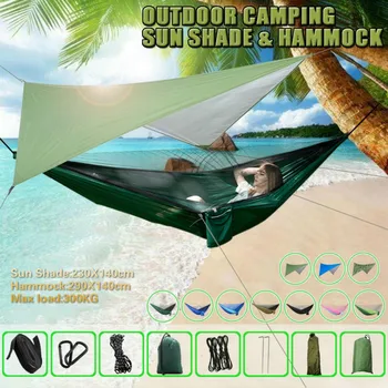 

Portable Parachute Hammock with Mosquito Net and Hammock Canopy Army Survival Hammocks Travel Nylon Hammock Camping Hammock