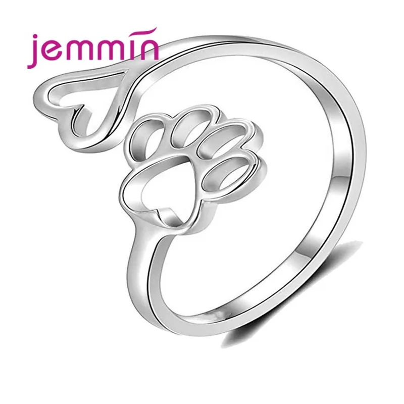 

Любимой Регулировка размера Аутентичные 925 стерлингового серебра след «любящее сердце» Обручение Регулируемый Размеры кольца для Для женщин женских украшений